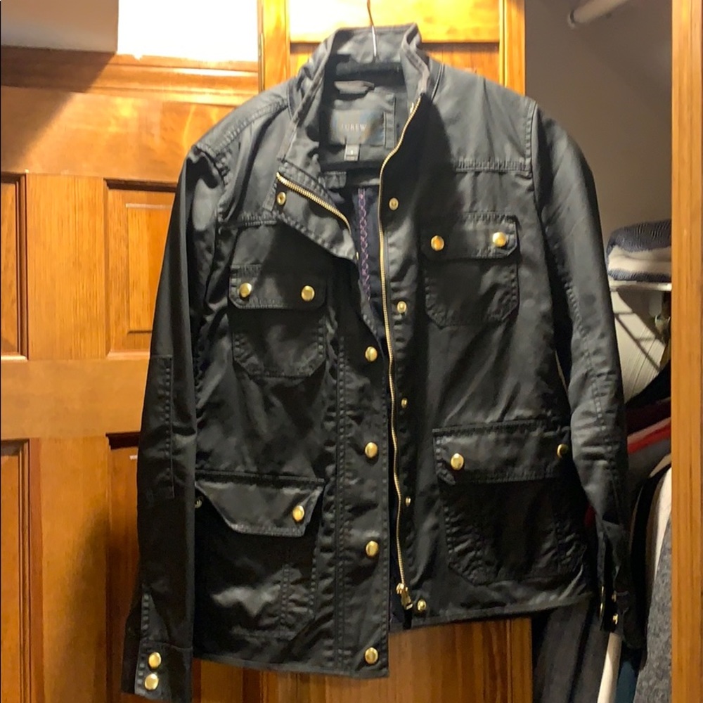 Jcrew black waxed jacket